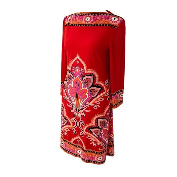 London Times Vibrant Retro Red Shift Dress. Size 4 - Picture 6 of 11